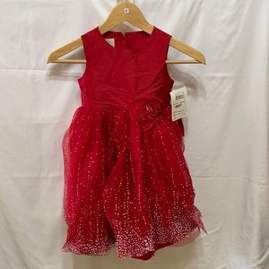 Girls red dress and cardigan